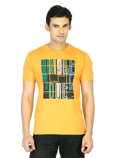 Proline Men Yellow Printed T-shirt