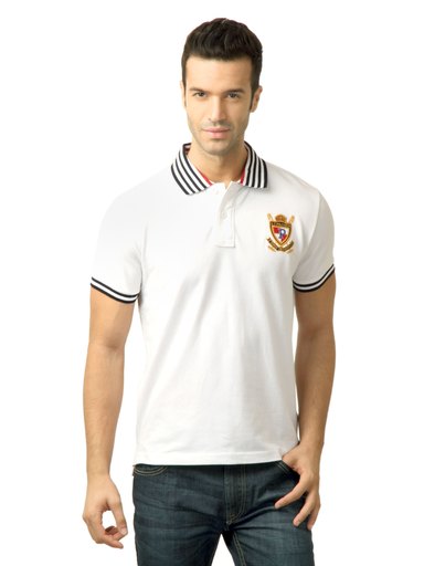 U.S. Polo Assn. Men Solid White Polo Tshirt