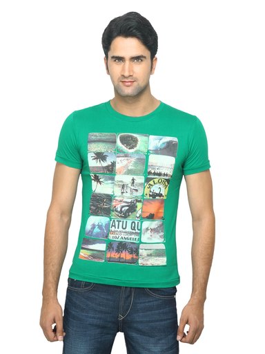 Status Quo Men Printed Green T-shirt