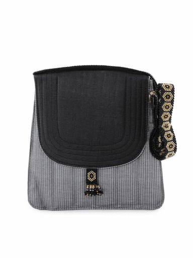 Fabindia Women Black Silk Handbag
