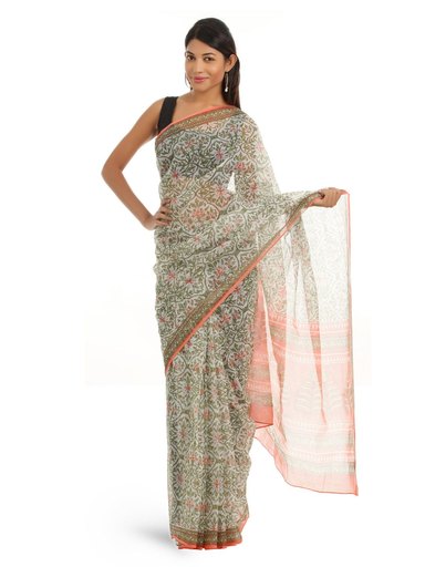 Fabindia Green Printed Kota Saree