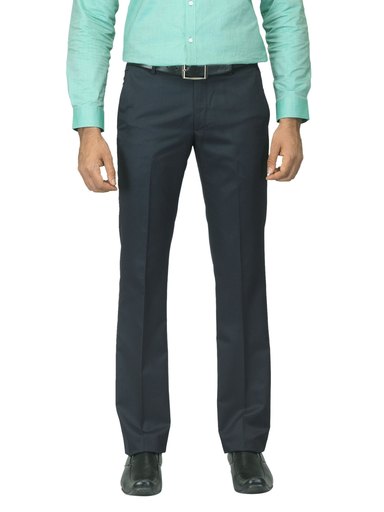 Arrow Men Striped Navy Blue Trousers