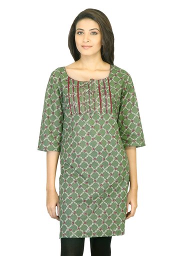 W Women Printed Green Kurta