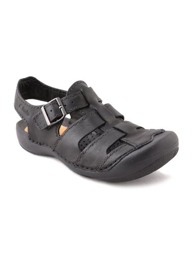 Clarks Men Leather Black Sandals