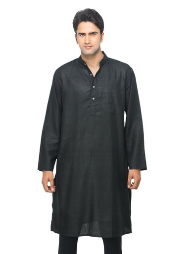 Fabindia Men Black Silk Kurta