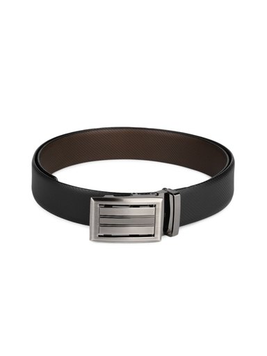 OTLS Men Black & Brown Reversible Leather Belt